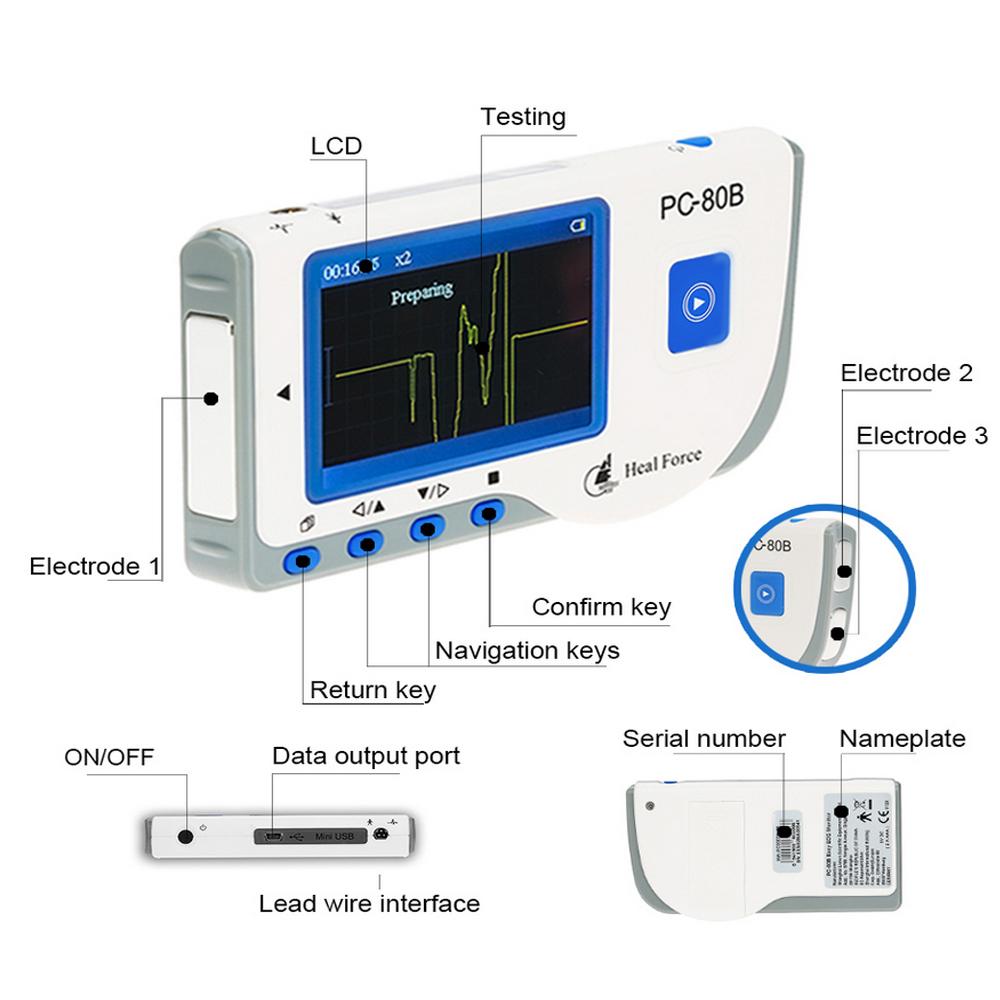 Portable Heart ECG Heal Force PC-80B Monitor Software USB Oximeter ...